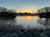 Winter sunrise at Florence Springs Luxury Lodges, Tenby, Pembrokeshire, South West Wales